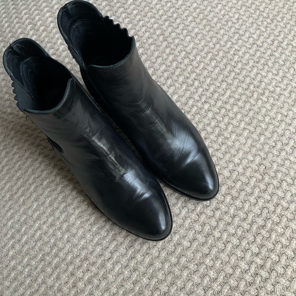 George J Love Black Leather Ankle Boots with Animal Print Detail - Picture 6 of 13